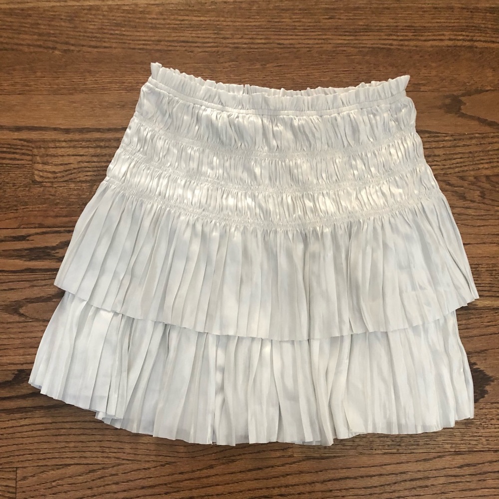 NWT Current Air size small white metallic pleated skirt